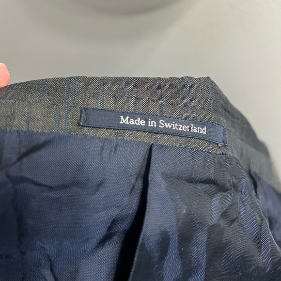 ermenegildo zegna trofeo 600 wool silk blazer suit jacket dark grey and blue - Picture 6 of 11